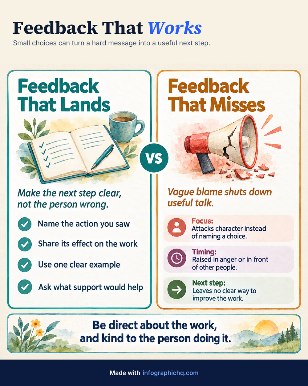 Feedback That Works, a comparison infographic made with InfographicHQ